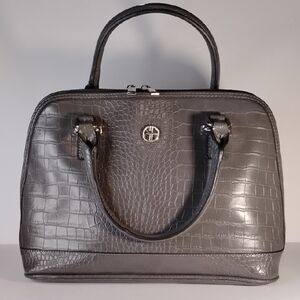 B-006 Giani Bernini Charcoal Crocodile-Embossed Satchel
